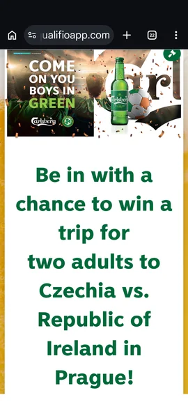 Win a trip for two adults to Czechia vs. Republic of Ireland in Prague