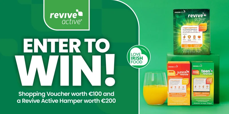 Win a €100 Tesco shopping voucher alongside a hamper from Revive Active