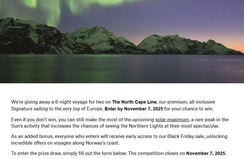 Win a voyage on The North Cape Line