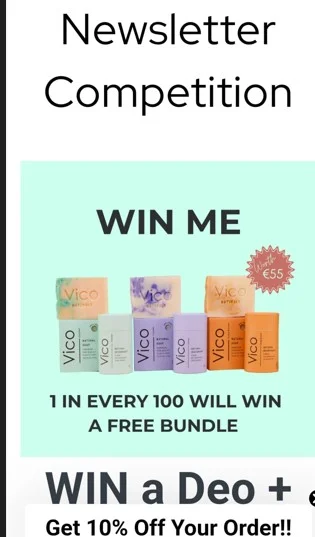 Newsletter Competition - Vico Naturals WIN a Deo + Soap Bundle