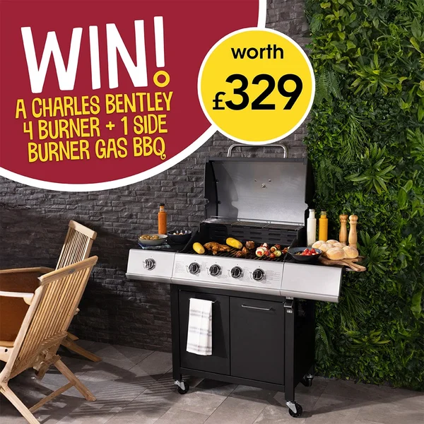 Win a Charles Bentley 4 Burner + Side Burner Gas BBQ 