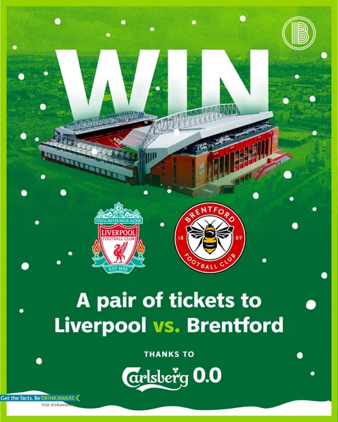Win tickets to Liverpool vs Brentford at Anfield on May 24th