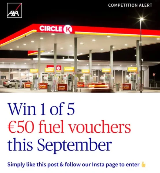 Win one of 5 €50 fuel vouchers