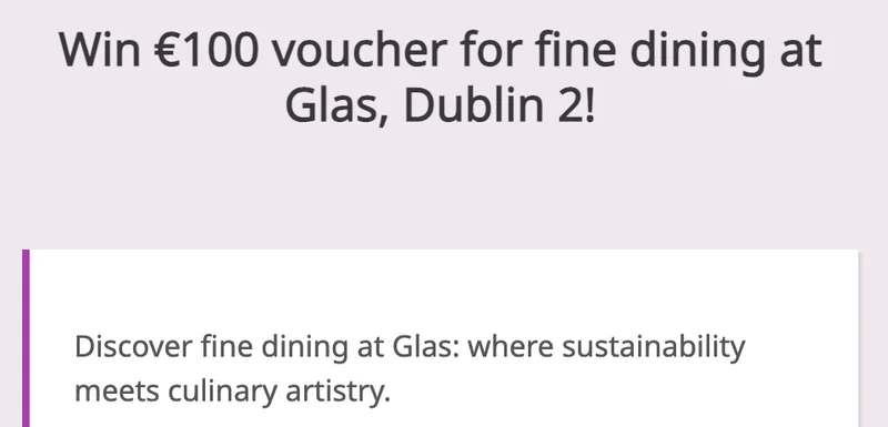 Win €100 voucher for fine dining at Glas, Dublin 2!