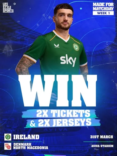 Win 2 Tickets to Ireland v Denmark/North Macedonia
