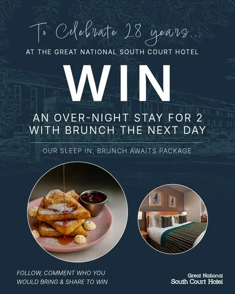 Win an over-night stay for 2 and brunch the next day