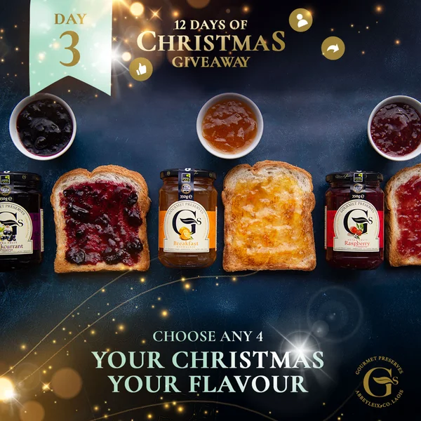 four jars from our full G’s Gourmet Jams range