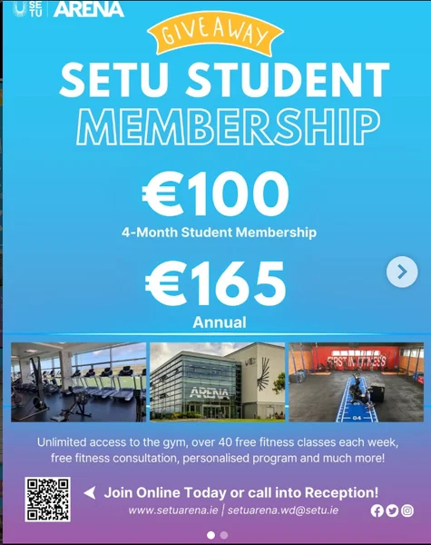 Win a 1-year gym membership at SETU Arena (students)