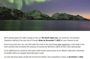 Win a voyage on The North Cape Line