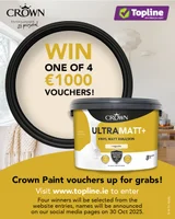 Win one of four €1000 vouchers with Crown UltraMatt+ Paint