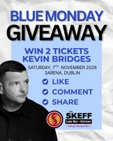Win 2 tickets to see Kevin Bridges live at the 3Arena
